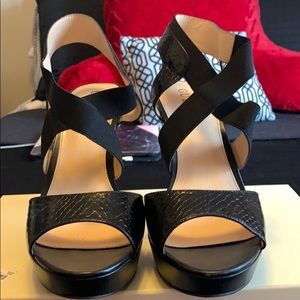 Black Crocodile Skin Heels